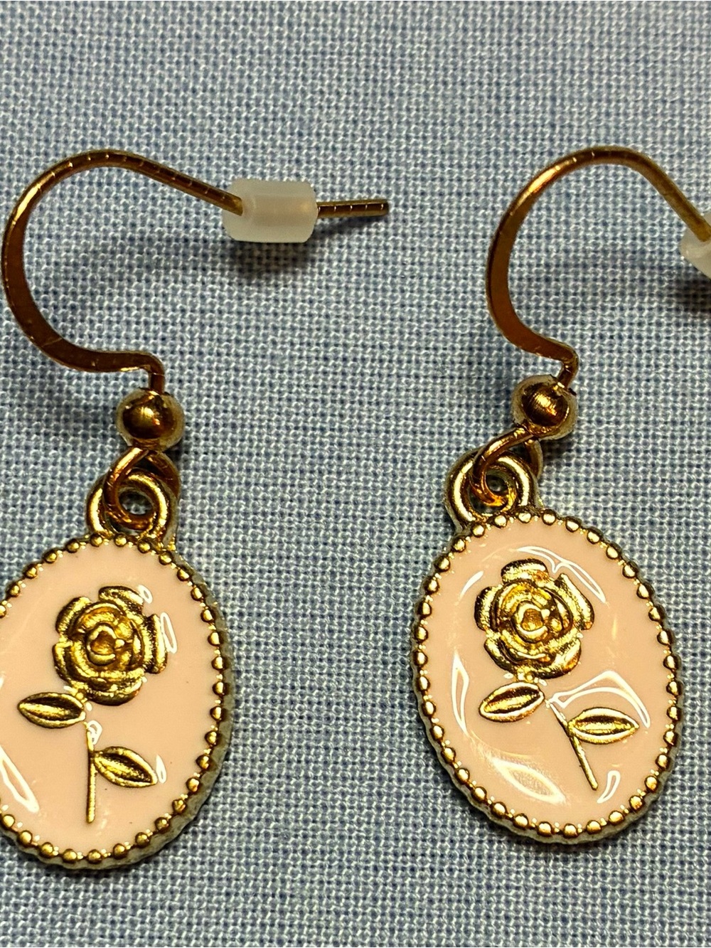 Gold and Blush Rose Drop Earrings - Women Jewelry